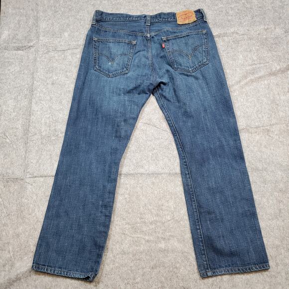 Levi's Jeans Mens 34x28 (36x30 Tag) 501 Button Fly Dark Wash Straight Leg Denim - Picture 12 of 13